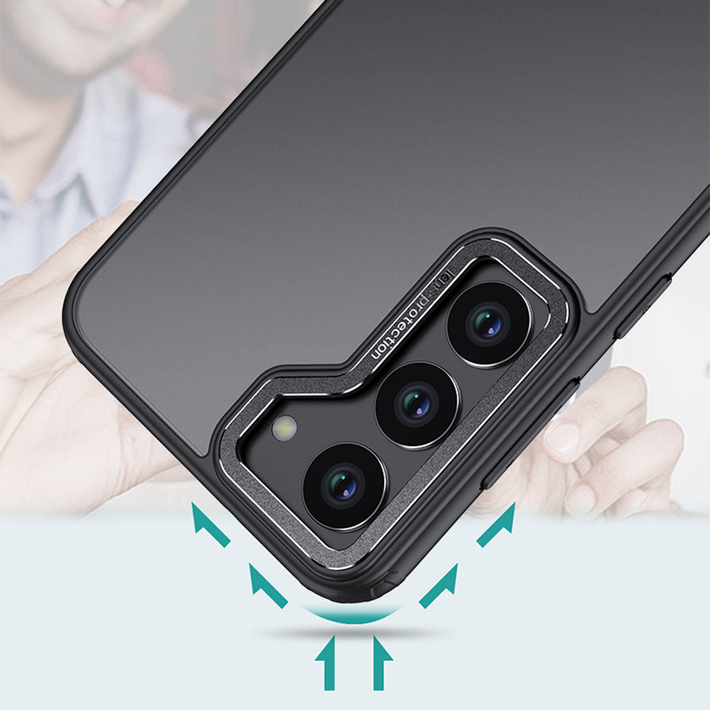 For Samsung Galaxy S23 Clear Phone Cover PC TPU Metal Lens Frame Protective Case For Samsung Galaxy S23 Clear Phone Cover PC TPU Metal Lens Frame Protective Case